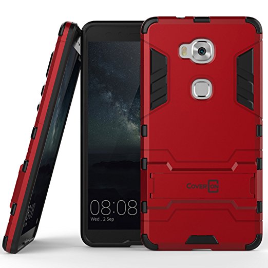 Huawei Honor 5X Case, CoverON® [Shadow Armor Series] Hard Slim Hybrid Kickstand Phone Cover Case for Huawei Honor 5X / Huawei GR5 - Red & Black