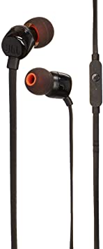 JBL T110 Universal In-Ear Headphones with Remote Control and Microphone, Black