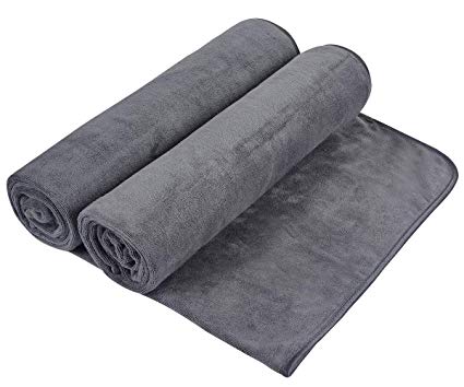 SUNLAND Microfiber Bath Towels 2 Pack 30 x 60 inches Super Soft Quick Dry Ultra Absorbent for Boby Sports Travel Beach Fitness Yoga -Grey