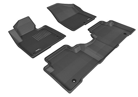 3D MAXpider Complete Set Custom Fit All-Weather Floor Mat for Select Hyundai Santa Fe Models - Kagu Rubber (Black)