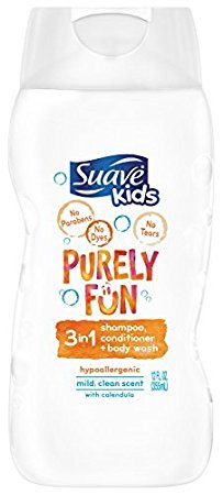 Suave Kids 3-in-1 Shampoo/Conditioner and Body Wash, Purely Fun, 12 Ounce (3 PACK )