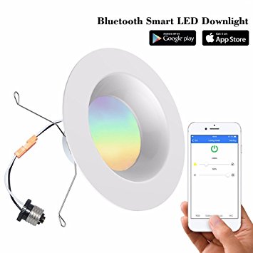 Smart Life Smart Downlight, iLintek Bluetooth Smart Multicolor Full Function LED Downlight 6Inch 13W Round Household Recessed Lighting App Controlled Festival lighting- No Hub Required