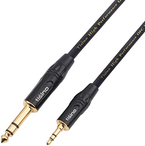 DISINO 3.5mm (1/8 inch) TRS to 6.35mm (1/4 inch) TRS Stereo Cable, Heavy Jack to Mini Jack Aux Audio Interconnect Cable - 10 feet /3m