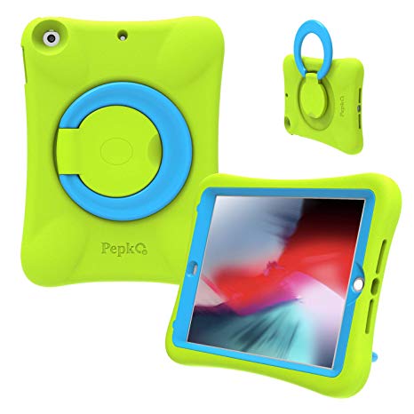 PEPKOO iPad 9.7 2017/2018 Case for Kids - Lightweight Shockproof Handle Stand Rugged Cover with Tempered Glass Screen Protector for Apple iPad 6th Generation/5th Gen/Air/Air 2 (Green)