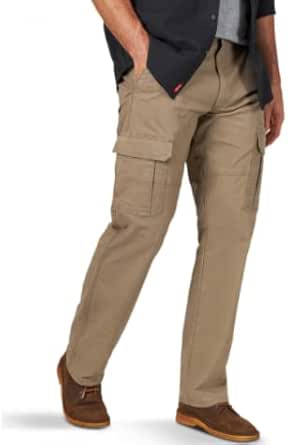 Wrangler Men's Relaxed Fit Flex Cargo Pants Barley Hidden Tech Pocket Straight Leg Flat Front (38x30)