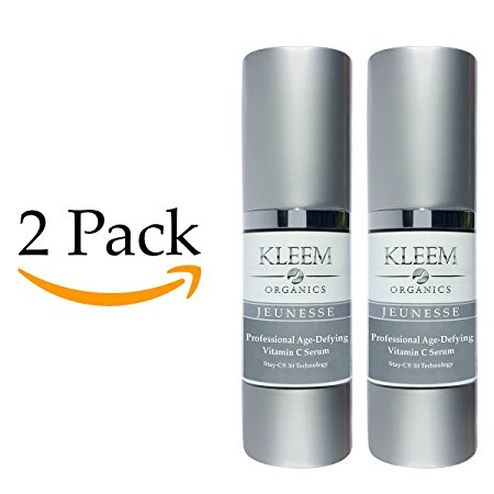 Anti Aging Skin Care Set of 2 Vitamin C Serum for Women and Men with Pure Organic Ingredients. Triple Anti Aging Facial Treatment: Wrinkle Reducer - Age Spot Remover – Collagen Booster