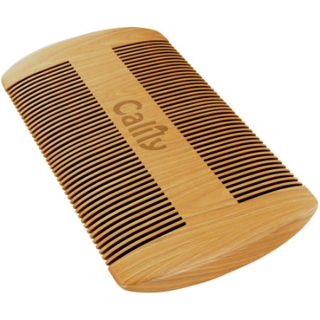 Calily™ Genuine Handcrafted Sandalwood Comb for Men - Pocket Size Mustache and Beard Comb with Premium Synthetic Leather Case / Ultra-Smooth Combing; No Static or Snagging