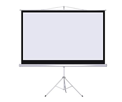 Safeplus Tripod Projection Screen, Portable Tripod Floor Stand Manual Pull up Home Theater Office Presentation Projector Screen 100 Inch Diagonal (87" x 49" / 16:9)