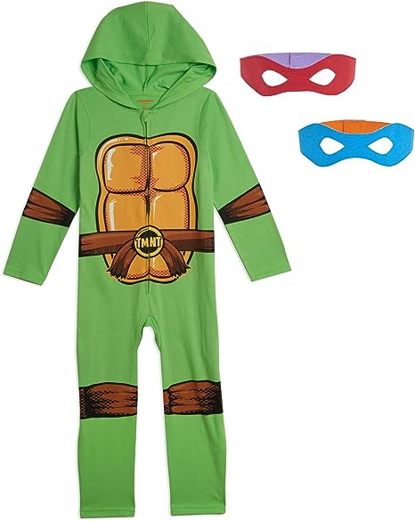Teenage Mutant Ninja Turtles Zip Up Cosplay Costume Coverall and Masks Newborn to Big Kid