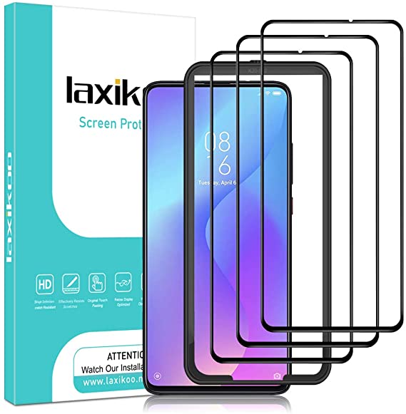 laxikoo 3 Pack Full Coverage Screen Protector for Xiaomi Mi 9T, 9H Hardness Tempered Glass with Alignment Frame Bubble Free Anti-Scratch Protective Flim for Xiaomi Mi 9T /Redmi K20 /Redmi K20 Pro