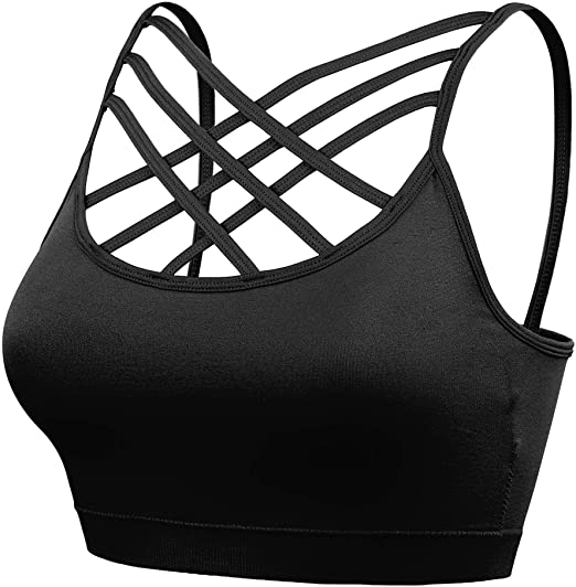 Nolabel Padded Seamless Triple Criss Cross Bralette Cutout Caged Cami Crop Top for Women, Plus Size