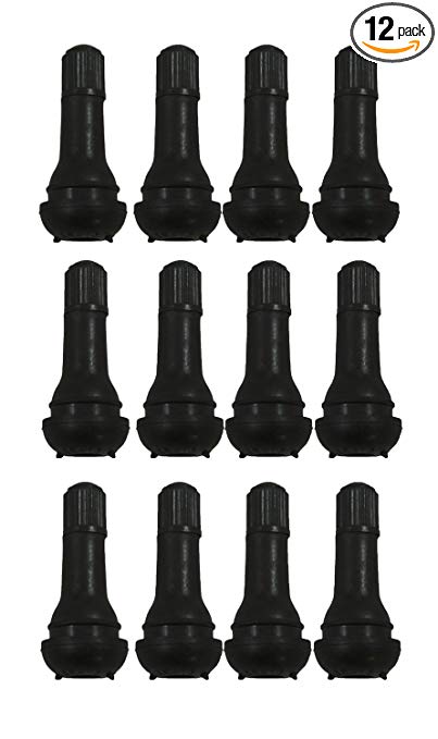 ABN Snap-In Standard Length Black Rubber Valve Stem (TR413) 12-Pack for Tubeless 0.453” Inch 11.5mm Rim Holes on Vehicles