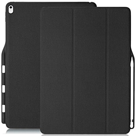 KHOMO iPad Pro 12.9 Inch Case with Pen Holder - 2015 and 2017 Version - DUAL Black Super Slim Cover with Rubberized back and Smart Feature (sleep / wake) For Apple iPad Pro 12.9 Inches Tablet …