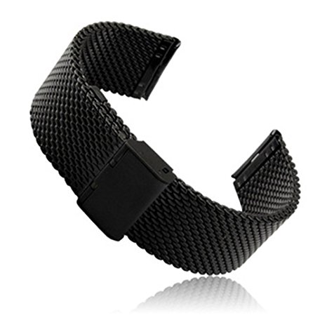 Galaxy Gear S3 Bands, Quick Release Pins Threeeggs Stainless Steel Watch Band Strap Bands for Samsung Galaxy Gear S3 Classic / Frontier Smartwatch (Black - Milanese)