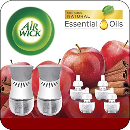 Air Wick Plug in Scented Oil Starter Kit, Apple Cinnamon, 2 Warmers   6 Refills, 8 Count (Pack of 1) - Packaging May Vary
