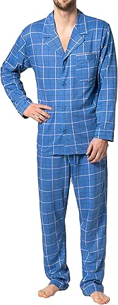 Hanes Men's Pajamas Cotton X-Temp Long Sleeve Shirt & Pants Knit Pjs Lounge Set