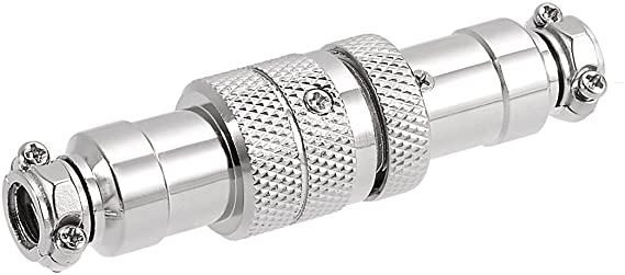 uxcell Aviation Connector, 16mm 4Terminals 5A 125V GX16-4 Waterproof Female/Male Wire Panel Power Chassis Metal Fittings Connector Aviation Silver Tone