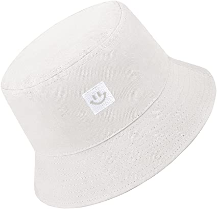 Cooraby Bucket Hat Smile Embroidered Hats Fisherman Sunshade Caps for Women