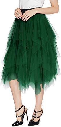 Urban CoCo Women's Sheer Tutu Skirt Tulle Mesh Layered Midi Skirt