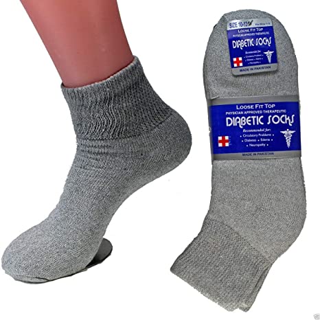 Diamond Star Diabetic Socks For Men Women Non-Binding Doctor Approved Diabetic Ankle Socks (12 Pairs Grey, Men's 10-13 Shoe Size 7-12)