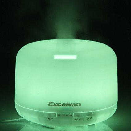 Excelvan 500ml Aroma Diffuser Ultrasonic Humidifier LED Color Changing Lamp Light Ionizer