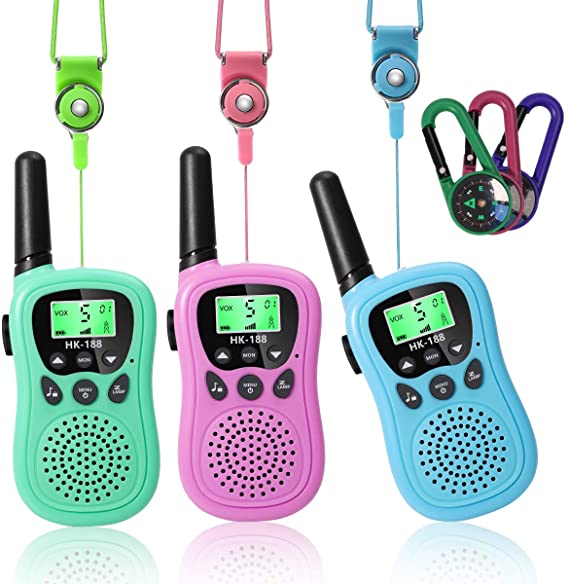 Walkie Talkies for Kids, Range Up to 3Miles with LCD Display & Flashlight Walkie Talkies for Boys Girls Outdoor Toys Adventures Camping Best Gifts for 3-12 Year Old Children Kids Toy - 3 Pack