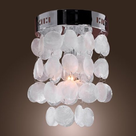 LightInTheBox® Chrome Finish Shell Flush Mount Mini Style Modern Ceiling Light Fixture for Bedroom, Living Room (White color)