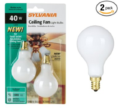 White 2-Pack 40 Watt A15 Candle Base Fan Light Bulbs