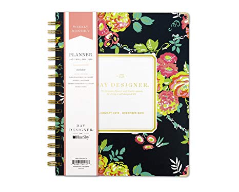 Day Designer for Blue Sky 2019 Weekly & Monthly Planner, Hardcover, Twin-Wire Binding, 7" x 9", Peyton Navy