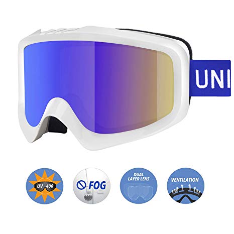 Unigear Skido X1 Ski Goggles, Anti-Fog Snowboard Goggles for Men, Women & Youth – 100% UV Protection