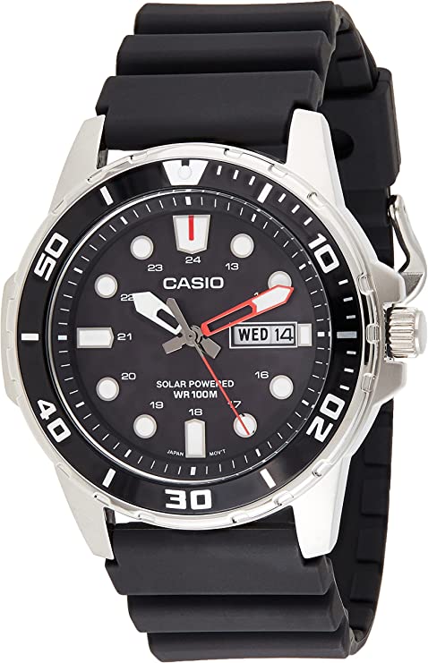 Casio Men's Stainless Steel Quartz Resin Strap, Black, 22 Casual Watch (Model: MTP-S110-1AVCF)