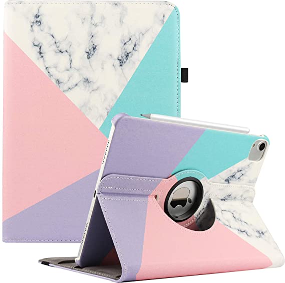 New iPad Pro 11 inch Case 2nd Gen 2020 / 1st Gen 2018-360 Degree Rotating Stand Smart Cover Case with Auto Sleep Wake (Marble)