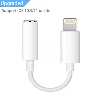 Headphone Adapter for iPhone X 10 iPhone 8/8 Plus, Lightning to 3.5 mm Headphone Jack Adapter Connector AUX Female Audio Jack Earphone Extender Jack Stereo for iPhone 7 / 7 Plus Compatible iOS 10.3