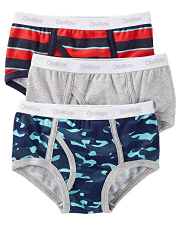 Carter's OshKosh Little Boys' 3 Pack Cotton Briefs (10, Red Stripes (32122112) / Blue Waves/Grey)