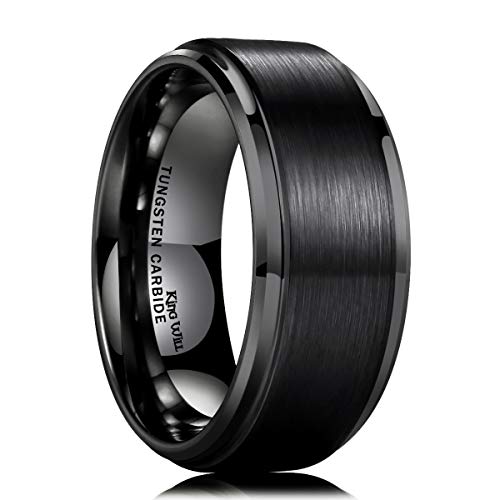 King Will Basic 10mm Tungsten Carbide Ring for Men Matte Polished Wedding Engagement Band Comfort Fit