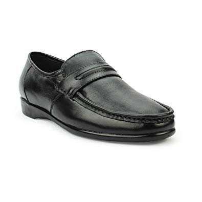 AvantHier Official Genuine Leather Black Formal Shoes for Mens Without Lace