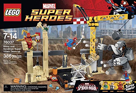 LEGO Superheroes Spiderman Rhino and Sandman Super Villain Team-Up (386pcs) Figures Building Block Toys