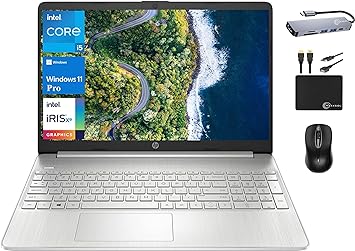 HP 15 Laptop 2024 Business Notebook, 15.6’’ FHD Display, Quad Core Intel i5-1135G7 (Beat i7-1065G7), Iris Xe Graphics, 16GB RAM, 512GB SSD, Webcam,  Bluetooth, Wi-Fi, Win 11 Pro  MarxsolAccessory