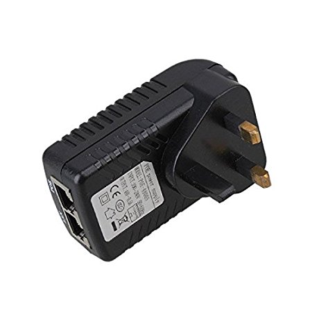 PIXNOR DC 48V 0.5A POE Injector Power Supply Over Ethernet Adapter with UK Plug for 12V 24V 48V POE Device