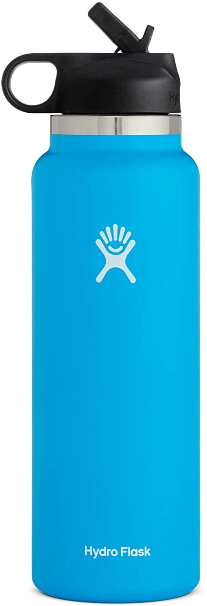 Hydro Flask Water Bottle - Wide Mouth Straw Lid 2.0-40 oz, Pacific