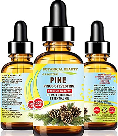 PINE ESSENTIAL OIL 100% PURE Natural Undiluted THERAPEUTIC GRADE ESSENTIAL OIL 1 Fl.oz.- 30 ml for Aromatherapy, Soaps, Candles, Diffuser & Reed Diffusers by Botanical Beauty