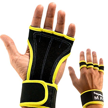 Leather Padding Cross Training Gloves with Wrist Support for WODs & Gym Workouts