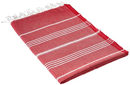 Cacala 100% Cotton Pestemal Turkish Bath Towel, 37 x 70", Red