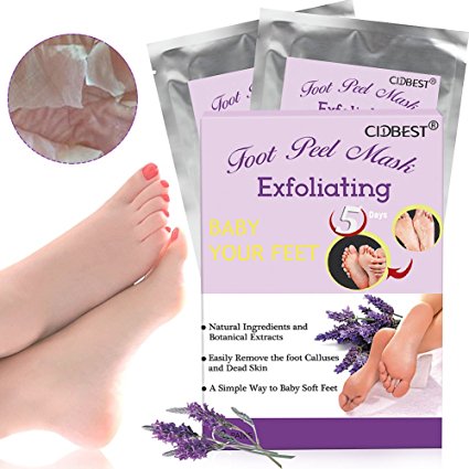 Foot Peel Mask, Foot Mask, Exfoliating Socks, 2 Pairs Lavender Foot Peeling Mask, Exfoliating Calluses and Dead Skin Remover, Repair Rough Heels, Baby Your Feet Naturally