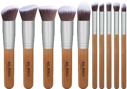 BS-MALL(TM) Premium Synthetic Kabuki Makeup Brush Set Cosmetics Foundation Blending Blush Eyeliner Face Powder Brush Makeup Brush Kit (Bamboo Silver)