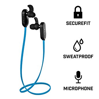 Brass Tacks RUNNERZ Bluetooth Earbuds: Secure Fit, Sweat Proof, Wireless headphones for Running, Workout, Gym, Sport - 4.1 EDR, Mic, 2x pairing, iPhone 7 & Galaxy S7 Compatible (Baby Blue) …