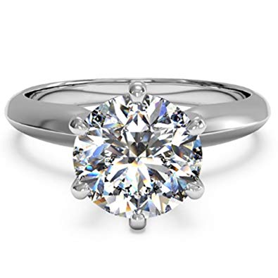 espere 3 Ct CZ Solitaire Engagement Ring Sterling Silver White Gold Plated Size 4-9 Anniversary Rings