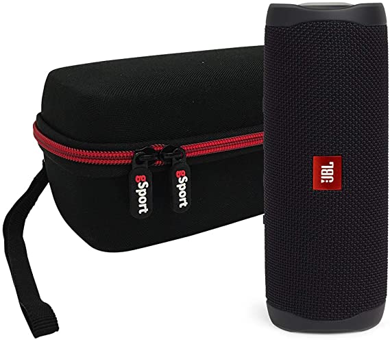 JBL FLIP 5 Portable Speaker IPX7 Waterproof On-The-Go Bundle with gSport Deluxe Hardshell Case (Black)