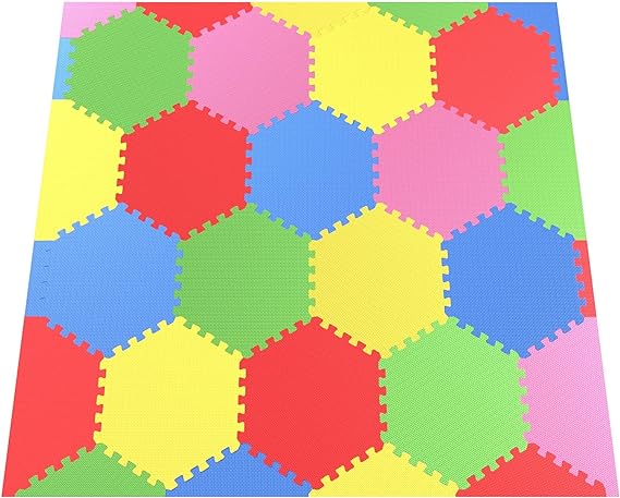 Angels 31 pcs Foam Play Mats, Colorful Hexagon Interlocking Puzzle playmat Tiles Multi Use, Create & Build A Safe Play Area, eva Non-Toxic Floor for Children Toddler Infant Kids Baby Room & Yard