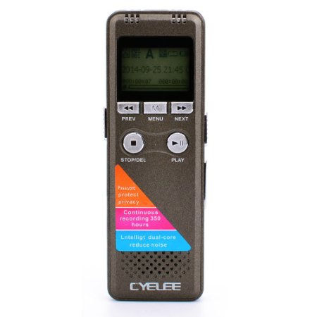 Cyelee Pocket Digital Audio Recorder Pen  Dictaphone with USB and MP3 Player 8GB HD Rechargeable Voice ActivatedRecords Telephone Calls350 hours of Continuous RecordingSpeaker Playback for Review
